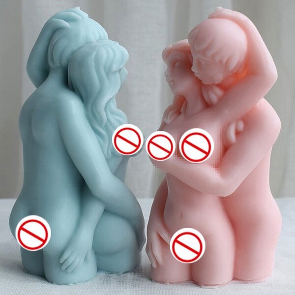 Man and woman hugging candle mould