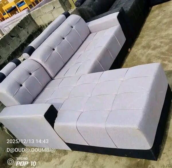 Canapé d'angle en cuir gris