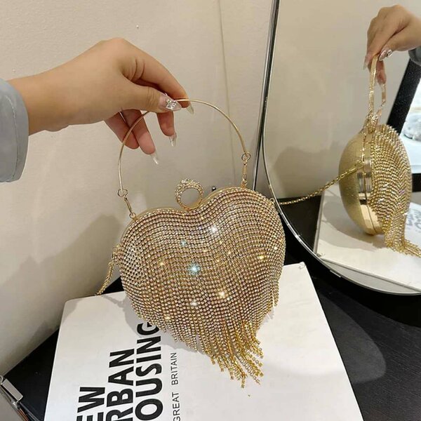 Sac en forme de cœur strass