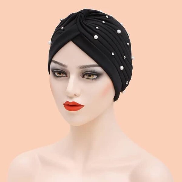 Turban perlé élégant femme