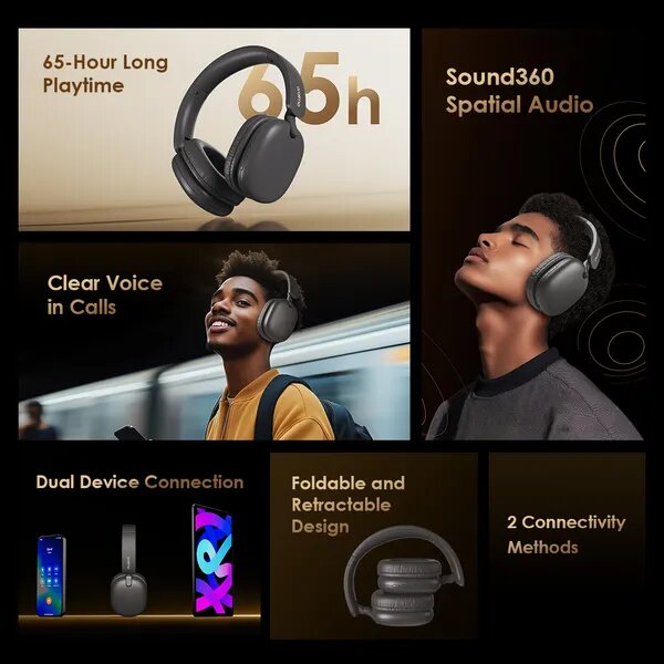 oraimo BoomPop Lite ENC Over-Ear Wireless Headphones