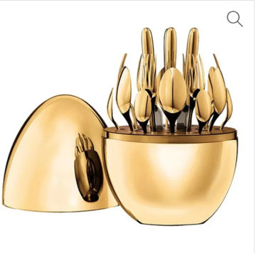 24PCS Set Gold Egg-Shaped Stainless Steel Premium Cutlery Set Dining Tableware