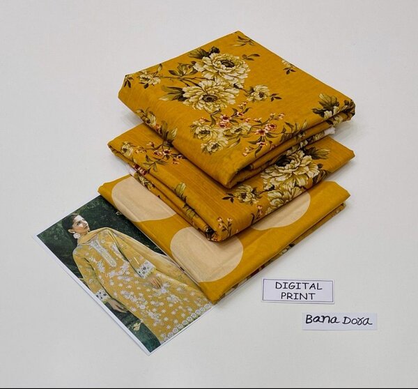 Lady's 3pc Lawn Unstich Suit