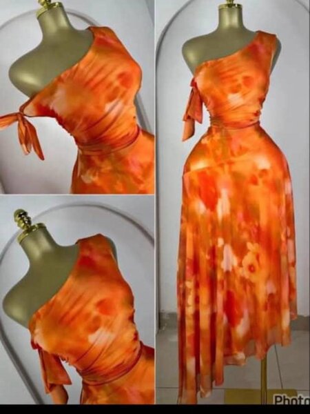 Robe orange en soie