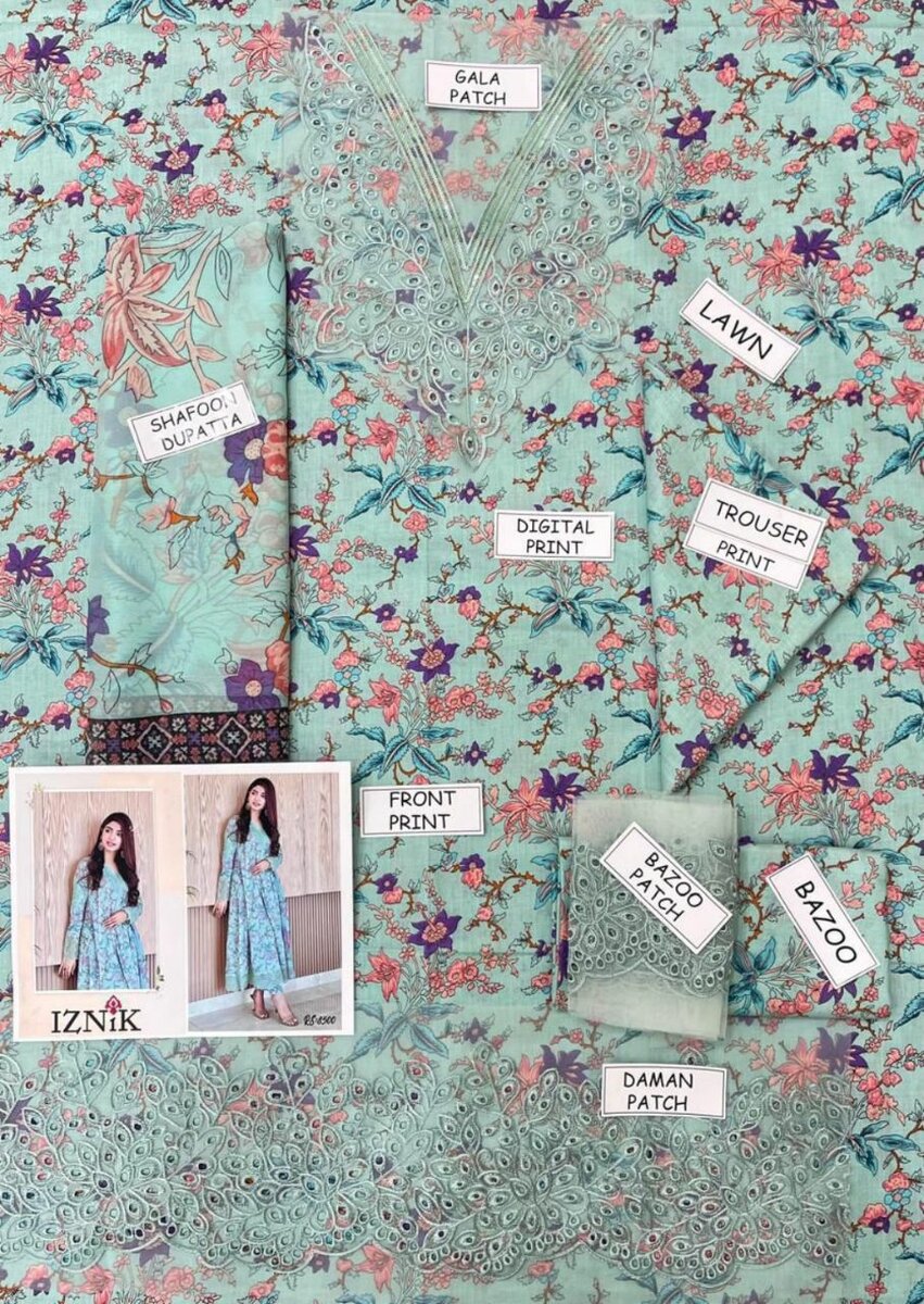 Lady's 3pc Unstich Suit Fabric With Patch