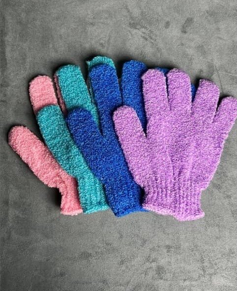 Gants exfoliants colorés