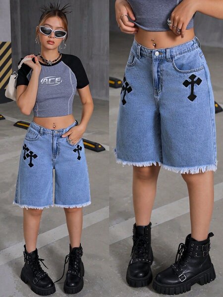 Jupe en jean cargo pour femme