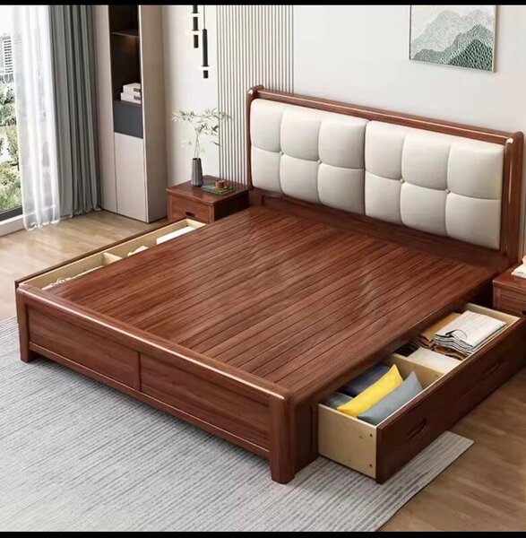 Lit en bois avec rangement