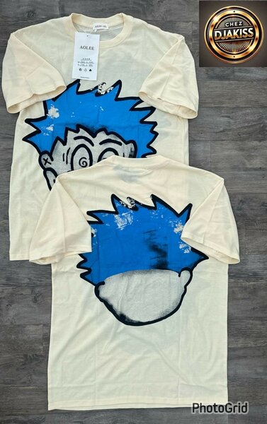 T-shirt en coton imprimé bleu