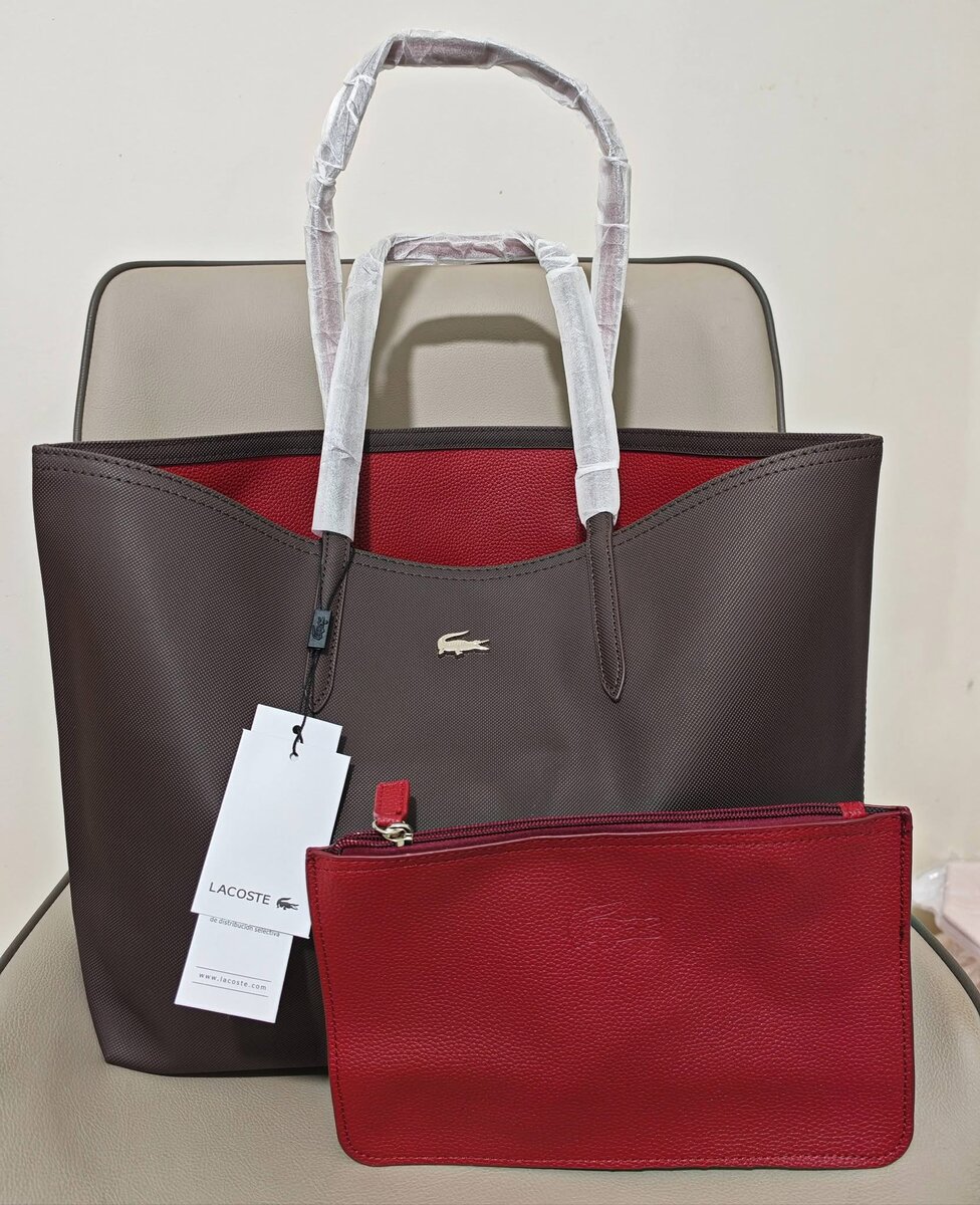 Sac shopping Lacoste en cuir