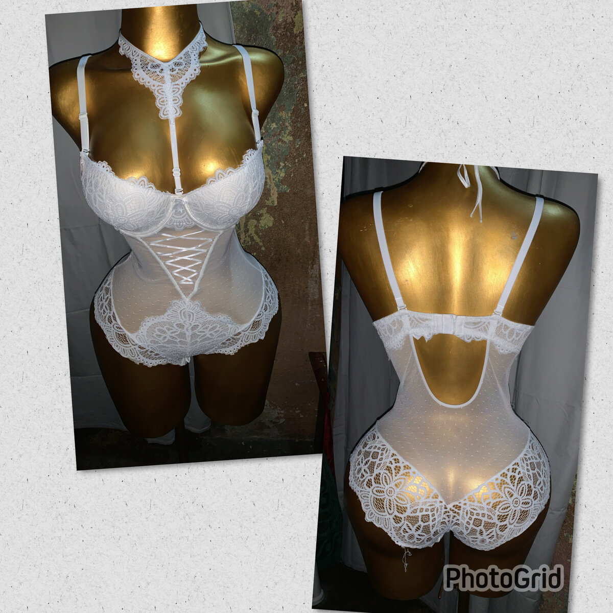 Ensemble lingerie en dentelle blanc ou rouge