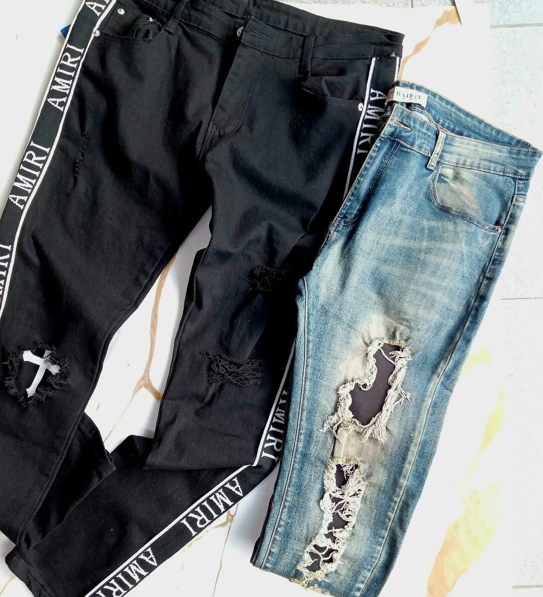Men's damage & ripped jeans
