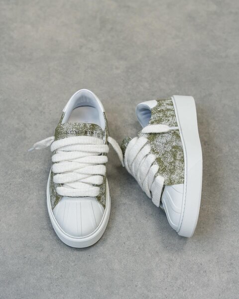 Baskets à paillettes dorées pour femme