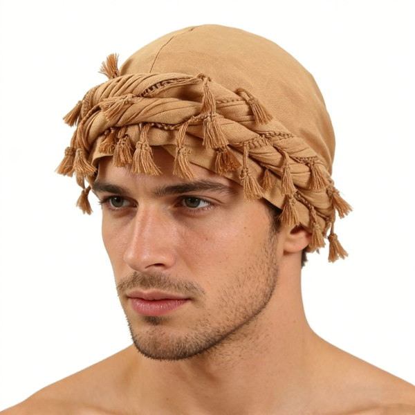 Turban en tissu avec franges
