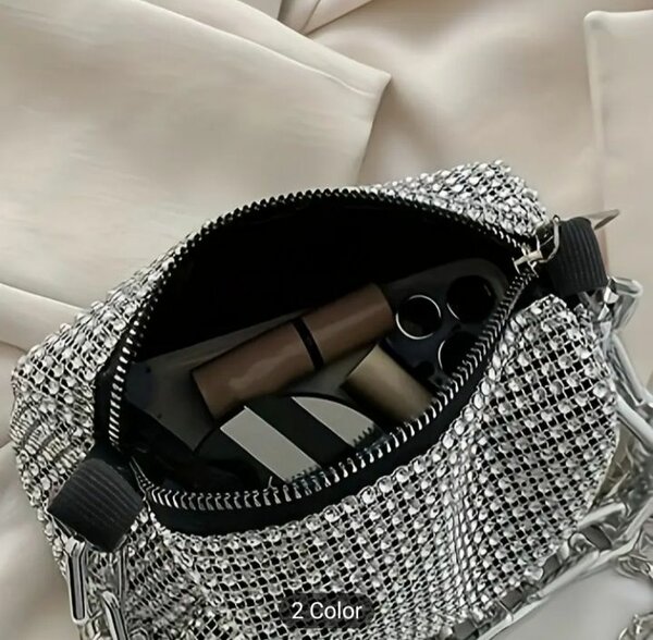silver grey glittery bag