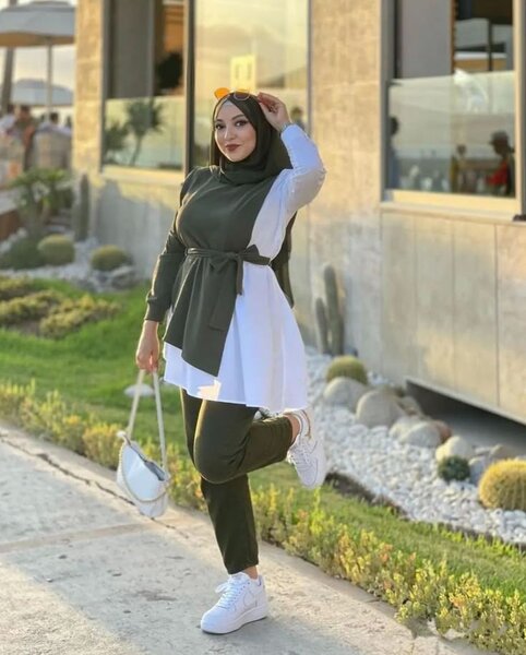 Ensemble tunique et leggings vert