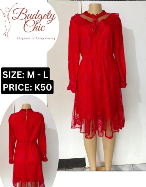 Chic women's dress color red size: m -l 