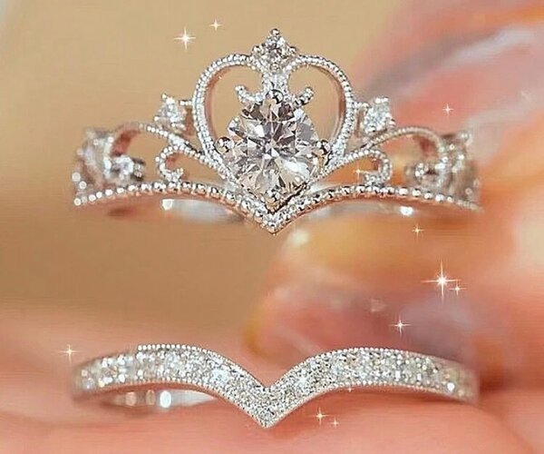 Bague de fiançailles princesse 2 pièces