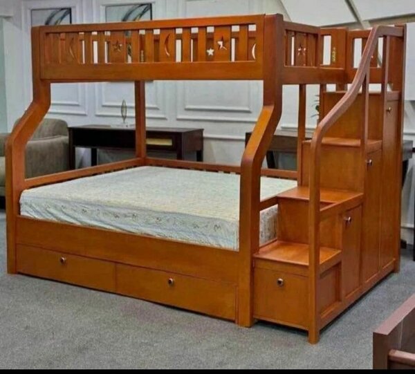 Lit superposé en bois avec rangement