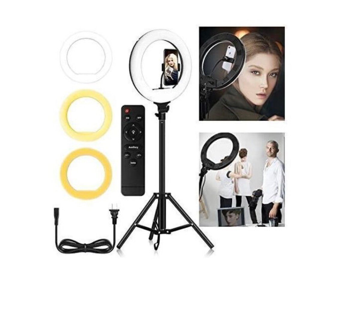 Lampe anneau LED avec trépied et télécommande