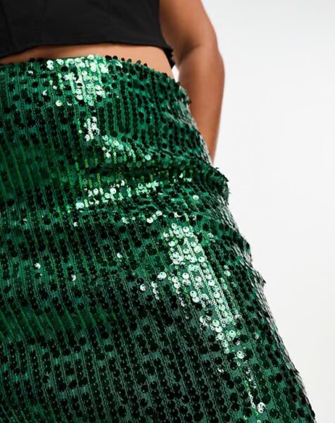 Jupe verte en sequins pour femme