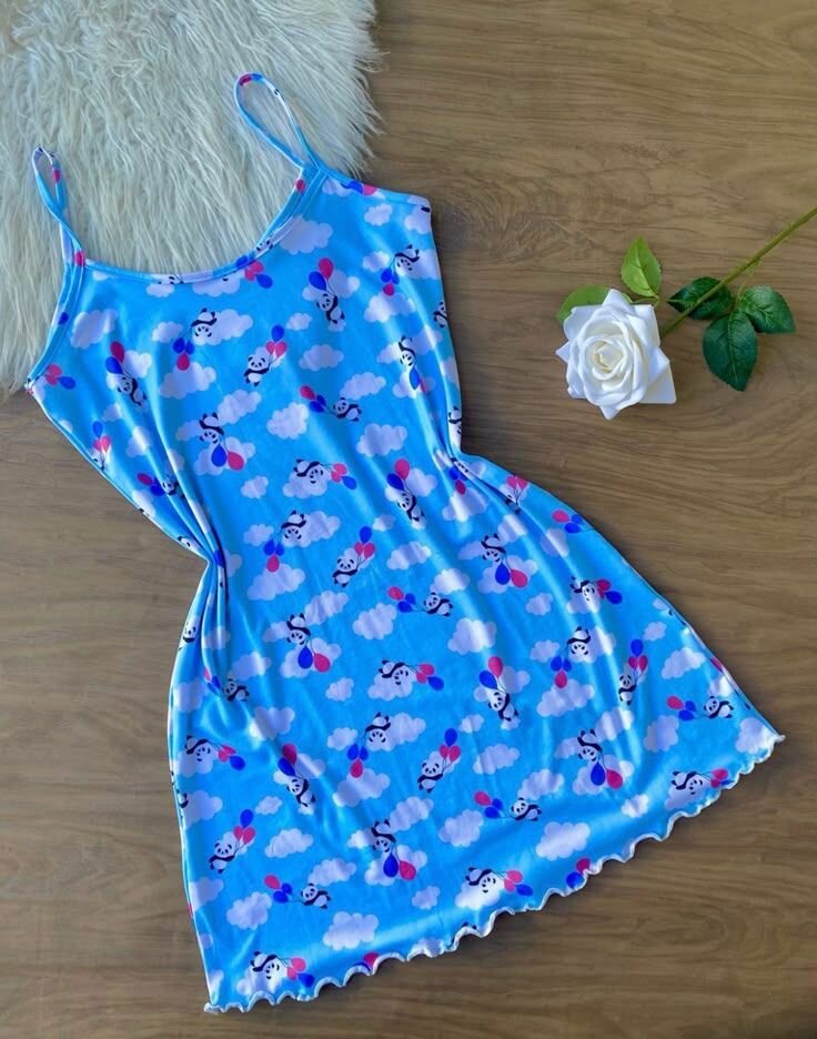 Nuisette en coton motifs imprimés