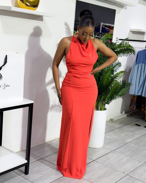 Orange stretch beautiful dress.