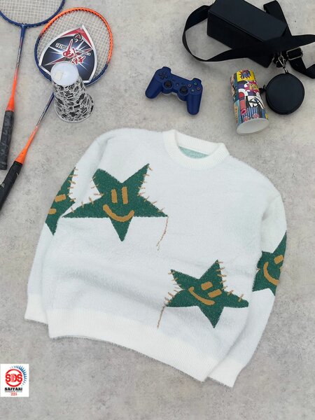 Pull en laine étoiles souriantes