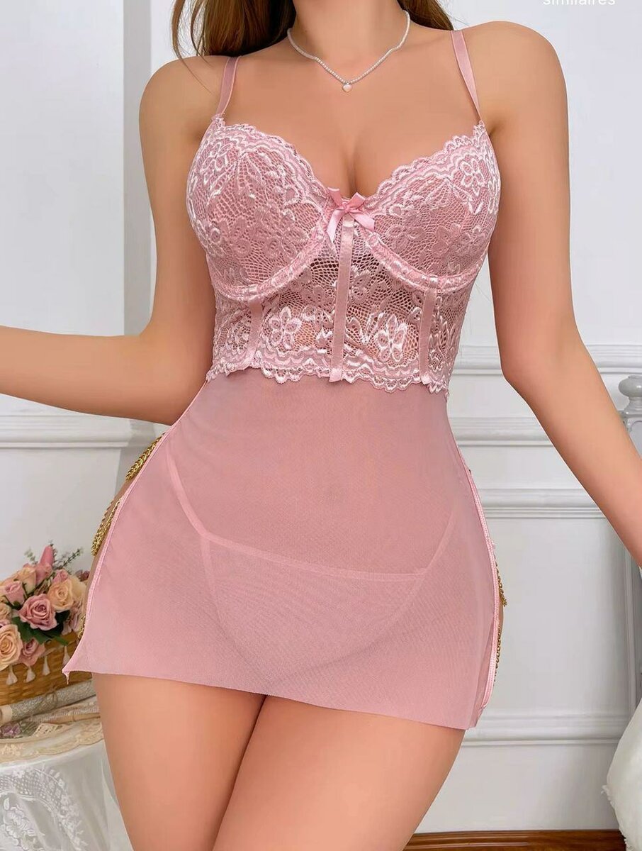 Nuisette en dentelle sexy rose