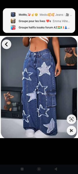 Jupe longue en jean étoilée