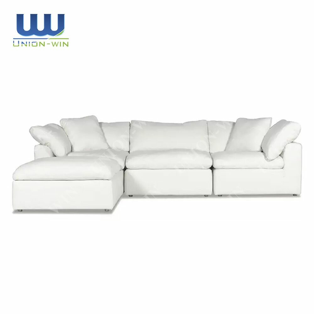 Canapé d'angle UNION-WIN en cuir blanc