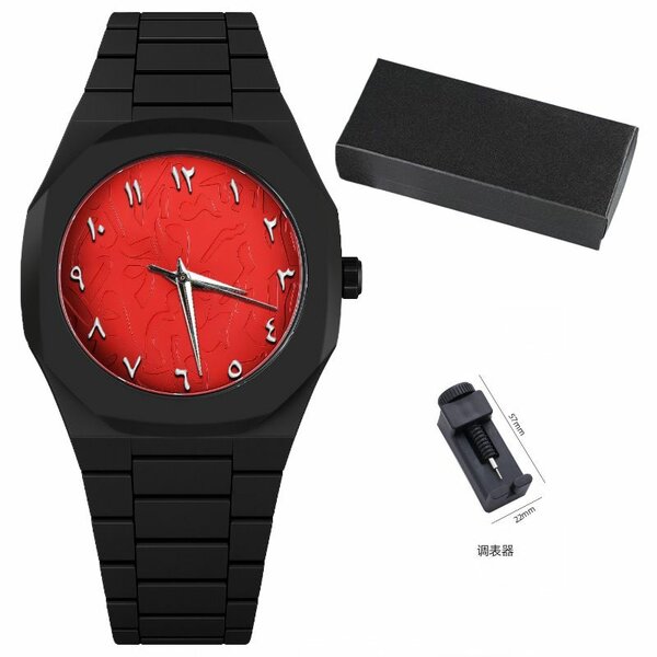 Montre Homme Noir et Rouge