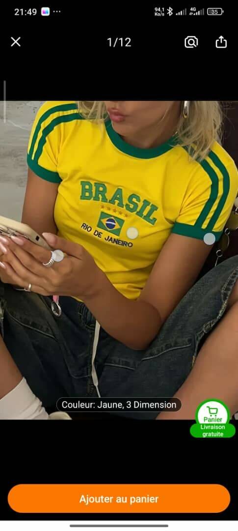 T-Shirt Brésil Style Décontracté