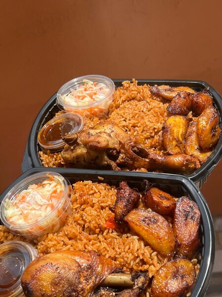 Jollof and Chicken with Plantain