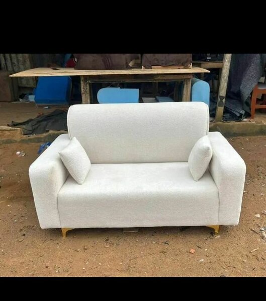 Canapé 2 places en tissu blanc