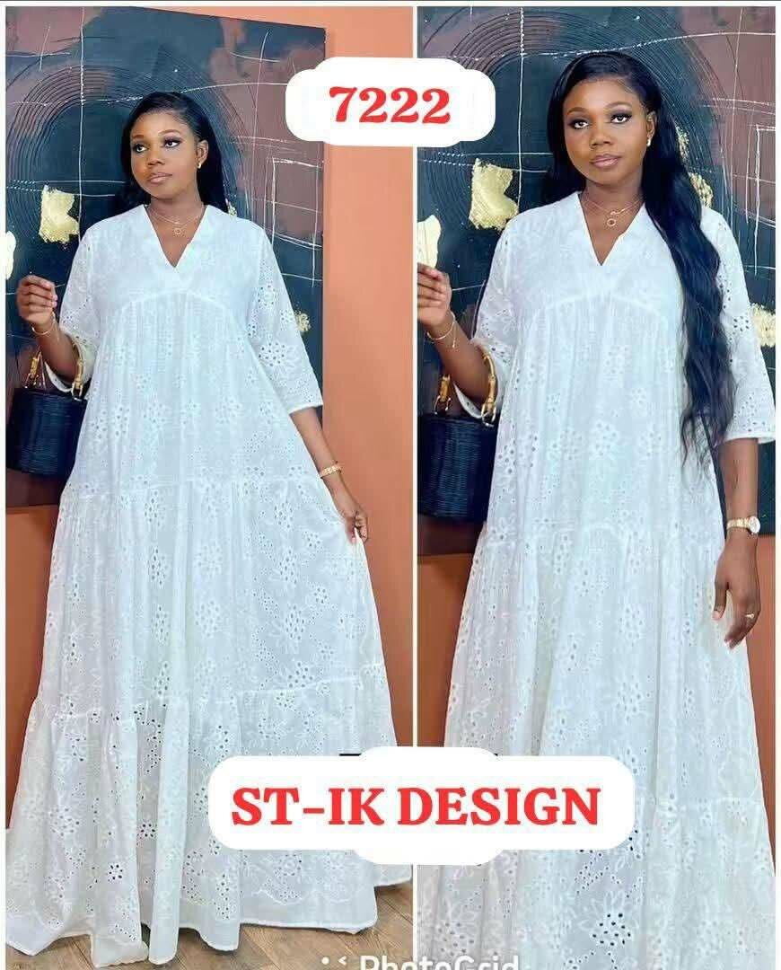 Robe longue en dentelle blanche