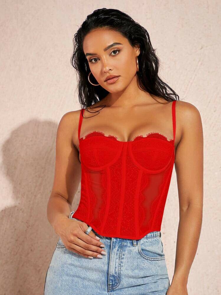 Bustier en dentelle rouge