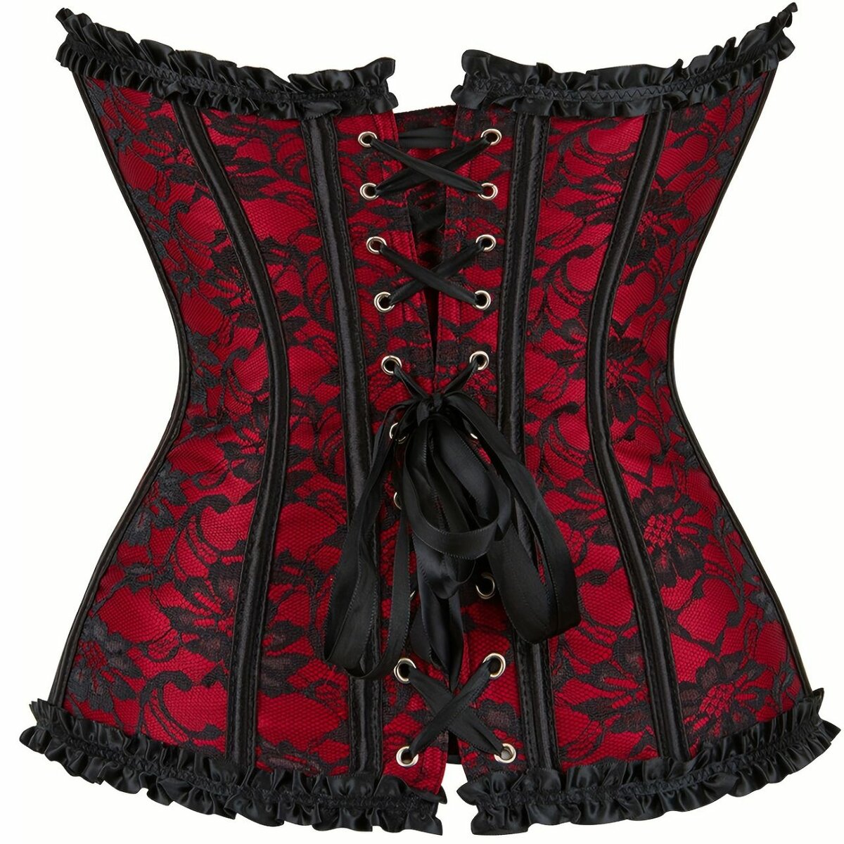 Corset sexy en dentelle rouge