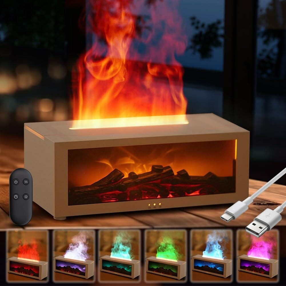 Cheminée électrique décorative avec flammes colorées