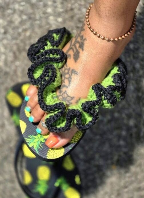 Tongs en crochet bohème