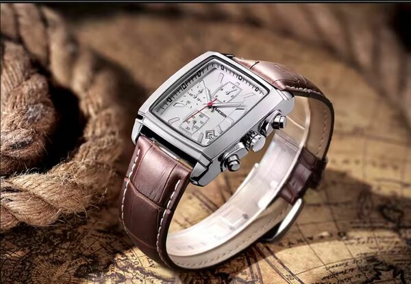 Montre Chronographe Carrée Élégante