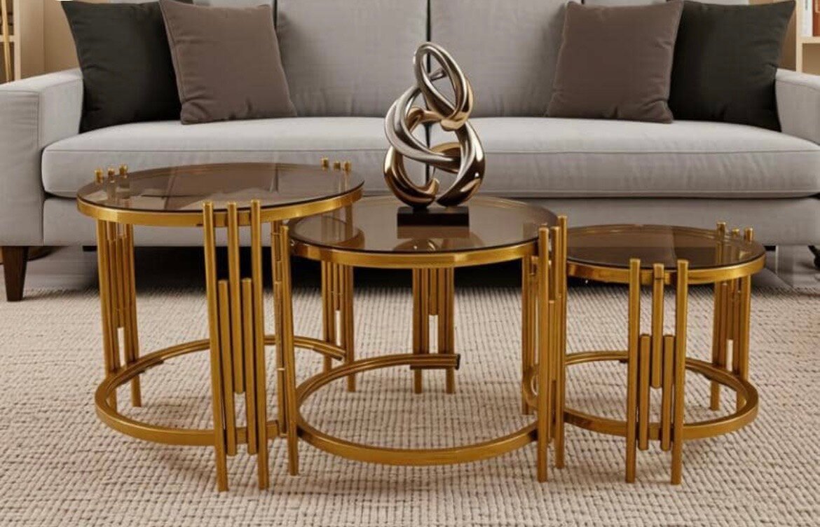 Table basse design en métal et bois