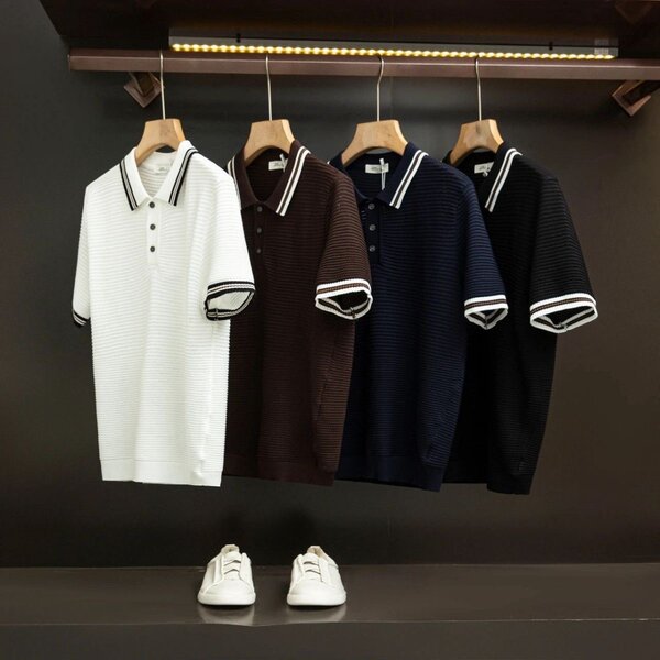 Polo homme élégant col rayé