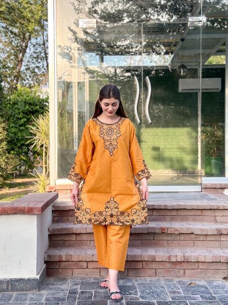 2 Pc Embroidered Stiched Lawn