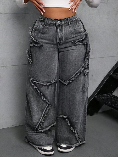 Jean large déchiré femme