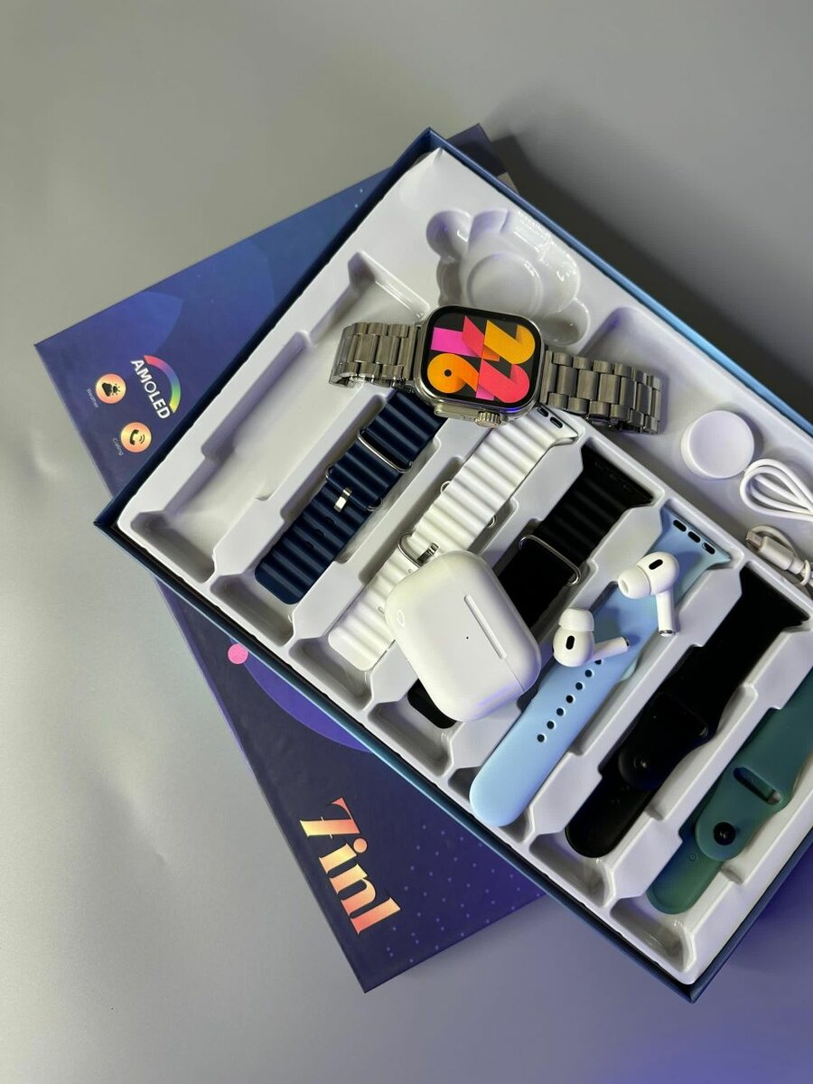 Montre connectée avec écouteurs et bracelets