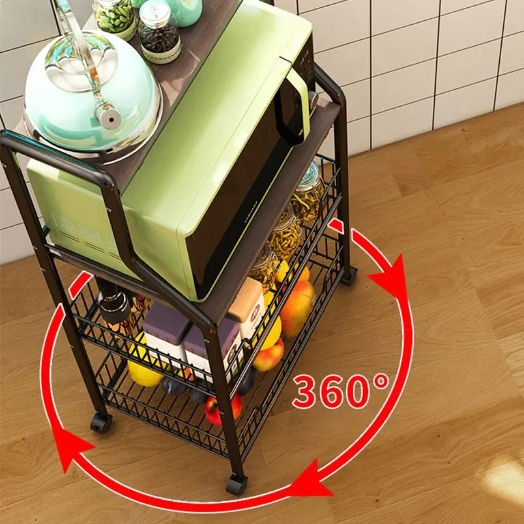 Étagère de Cuisine à Roulettes pour Micro-ondes