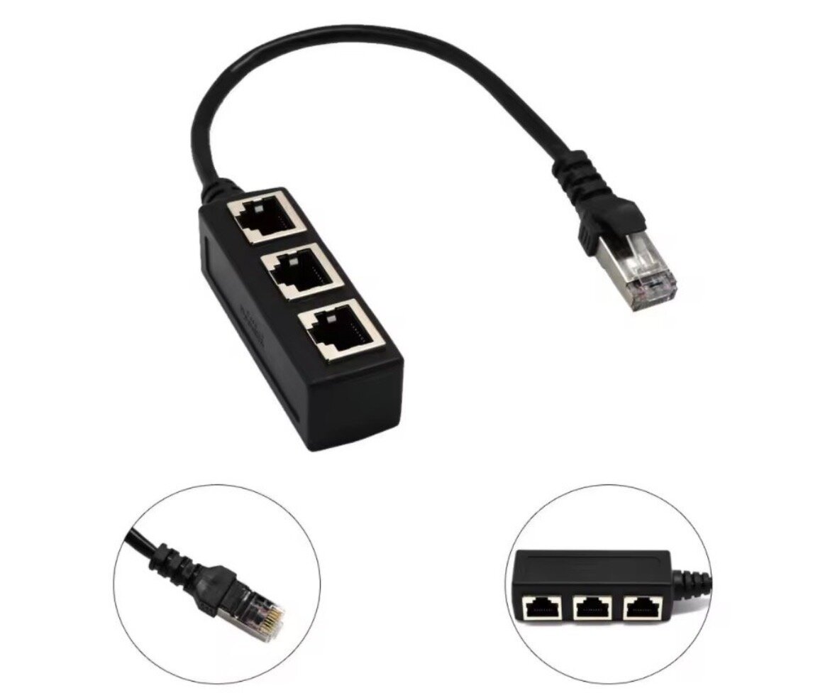 RJ45 Splitter 1 vers 3 Ports