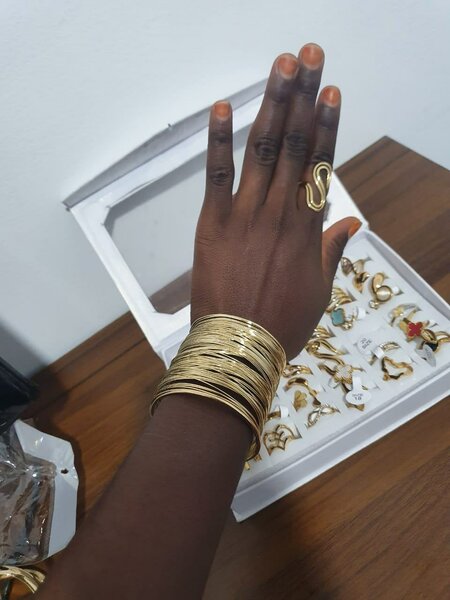 Bracelet et bague serpent dorés