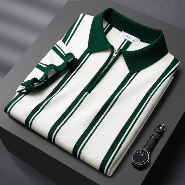 Polo à Rayures Vertes Homme